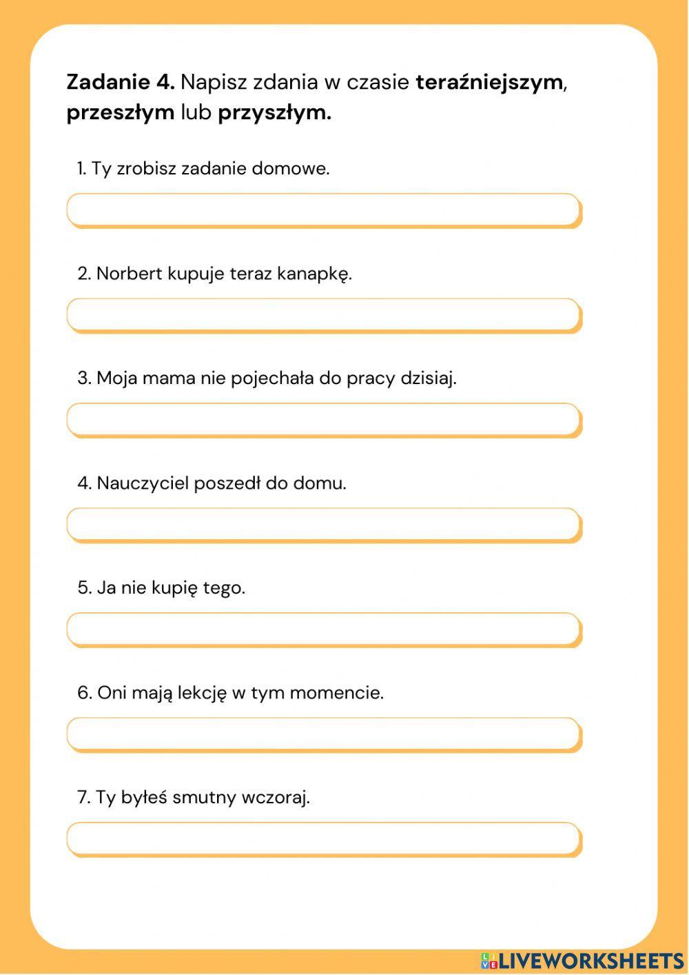 Pisanie zdań - writing sentences