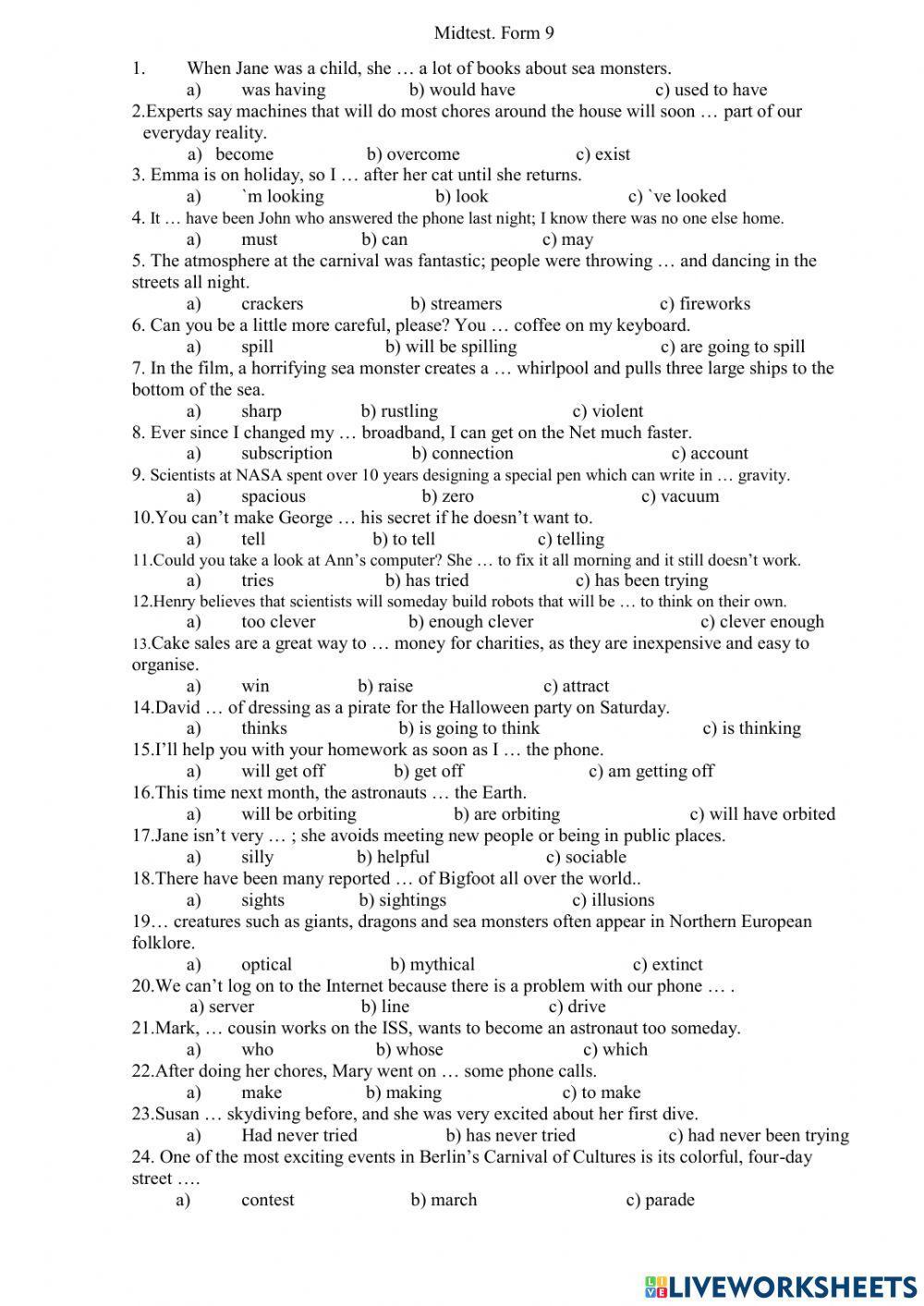 Spotlight 9. Midtest