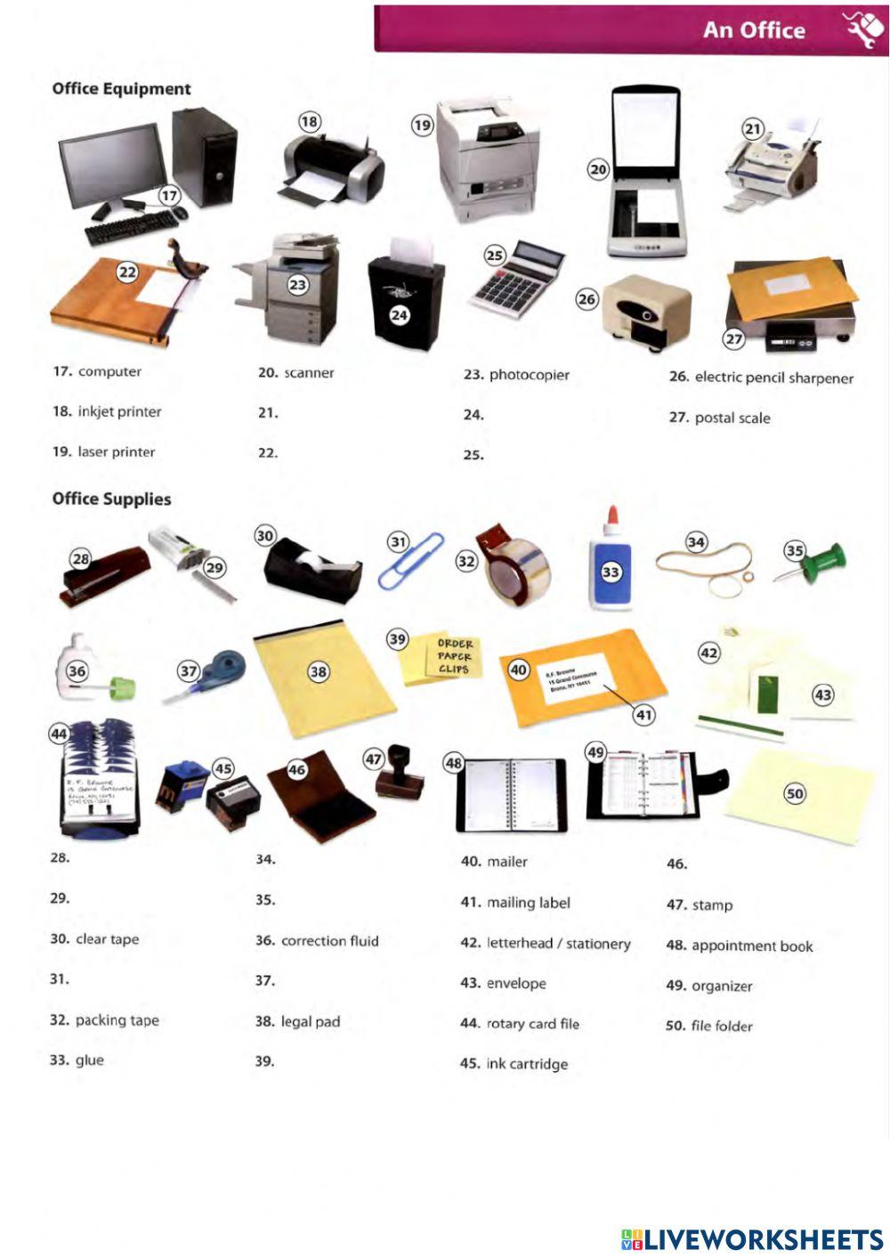 Office vocabulary online exercise for | Live Worksheets