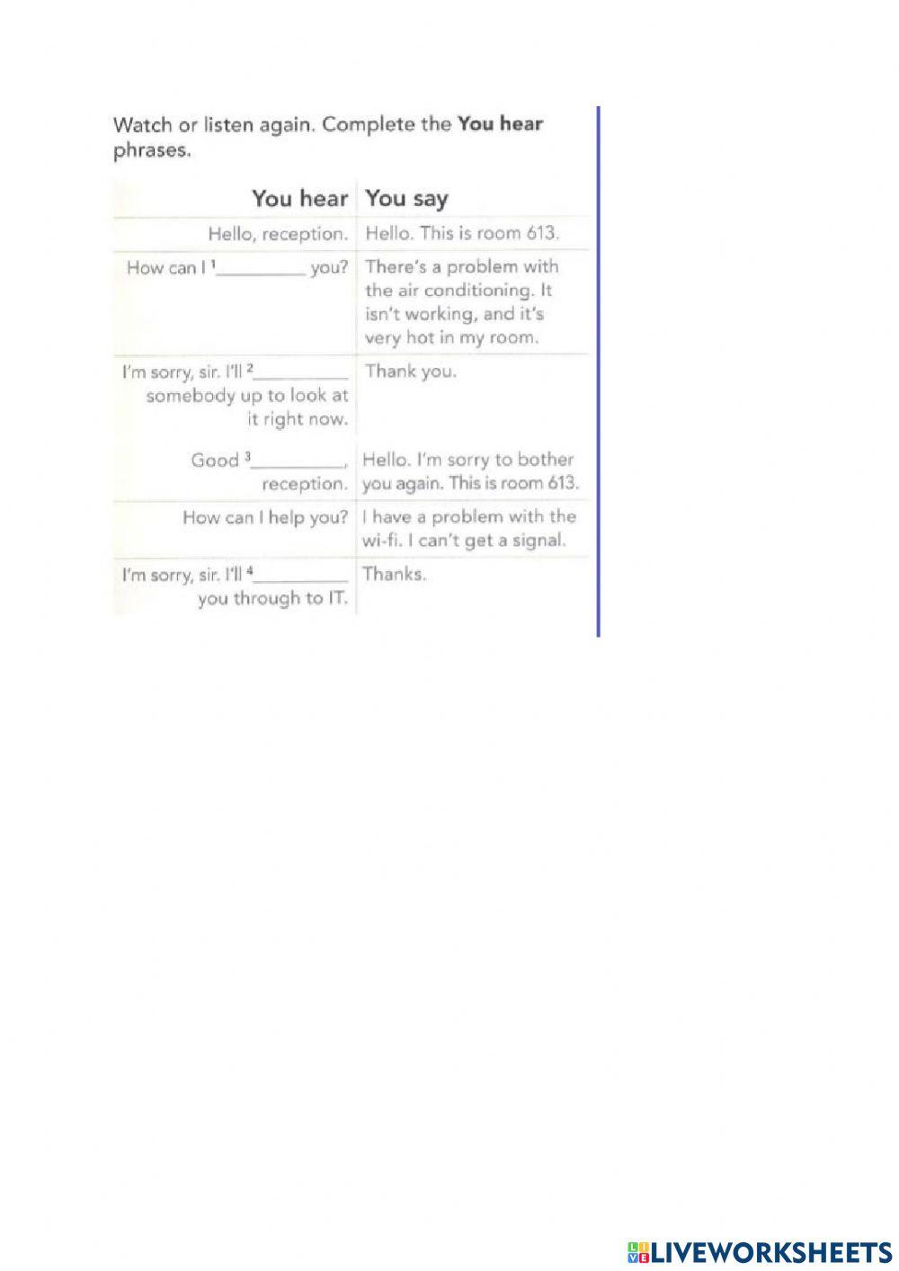 Hotel rpblems listening