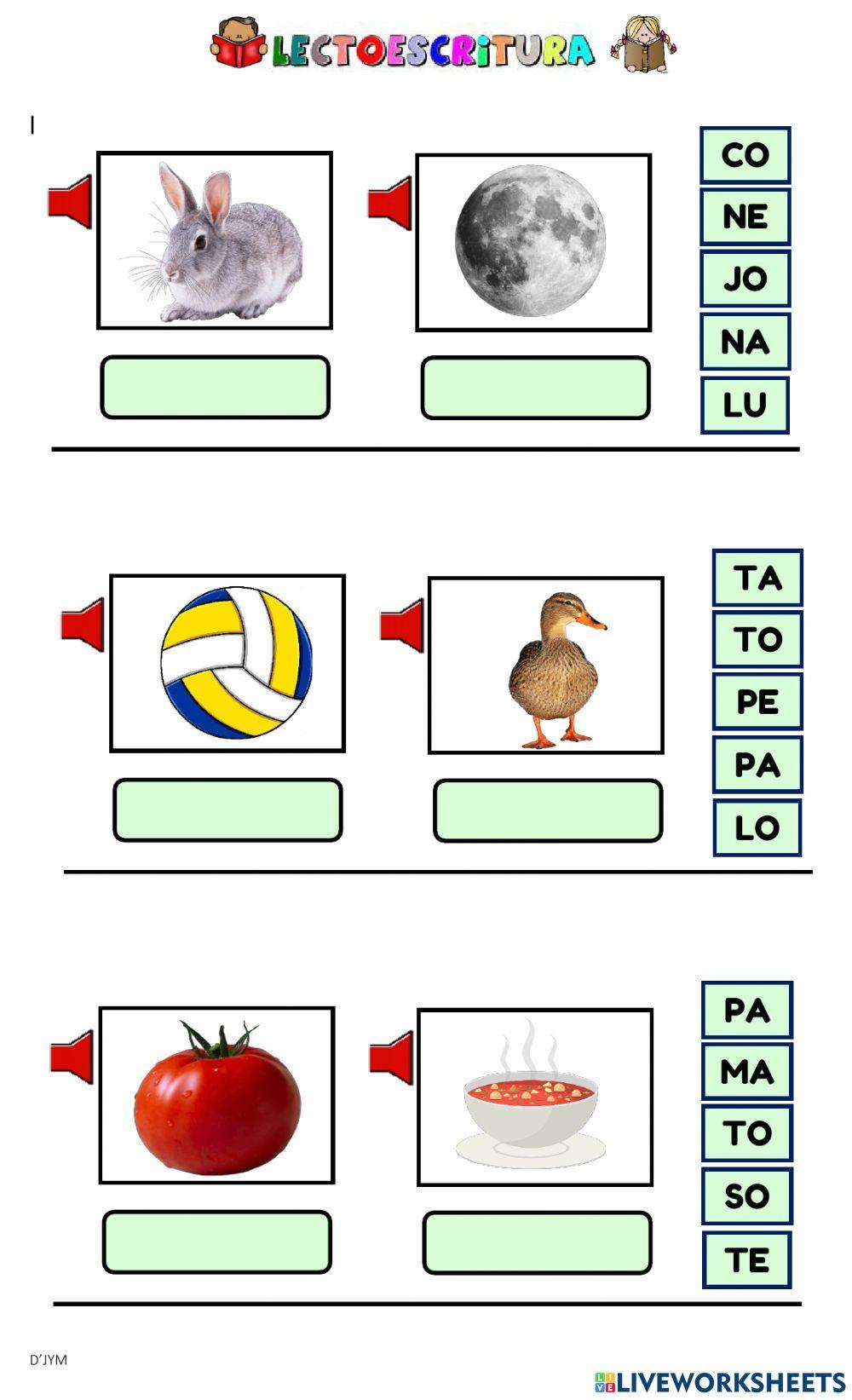Palabras de 2 y 3 sílabas directas