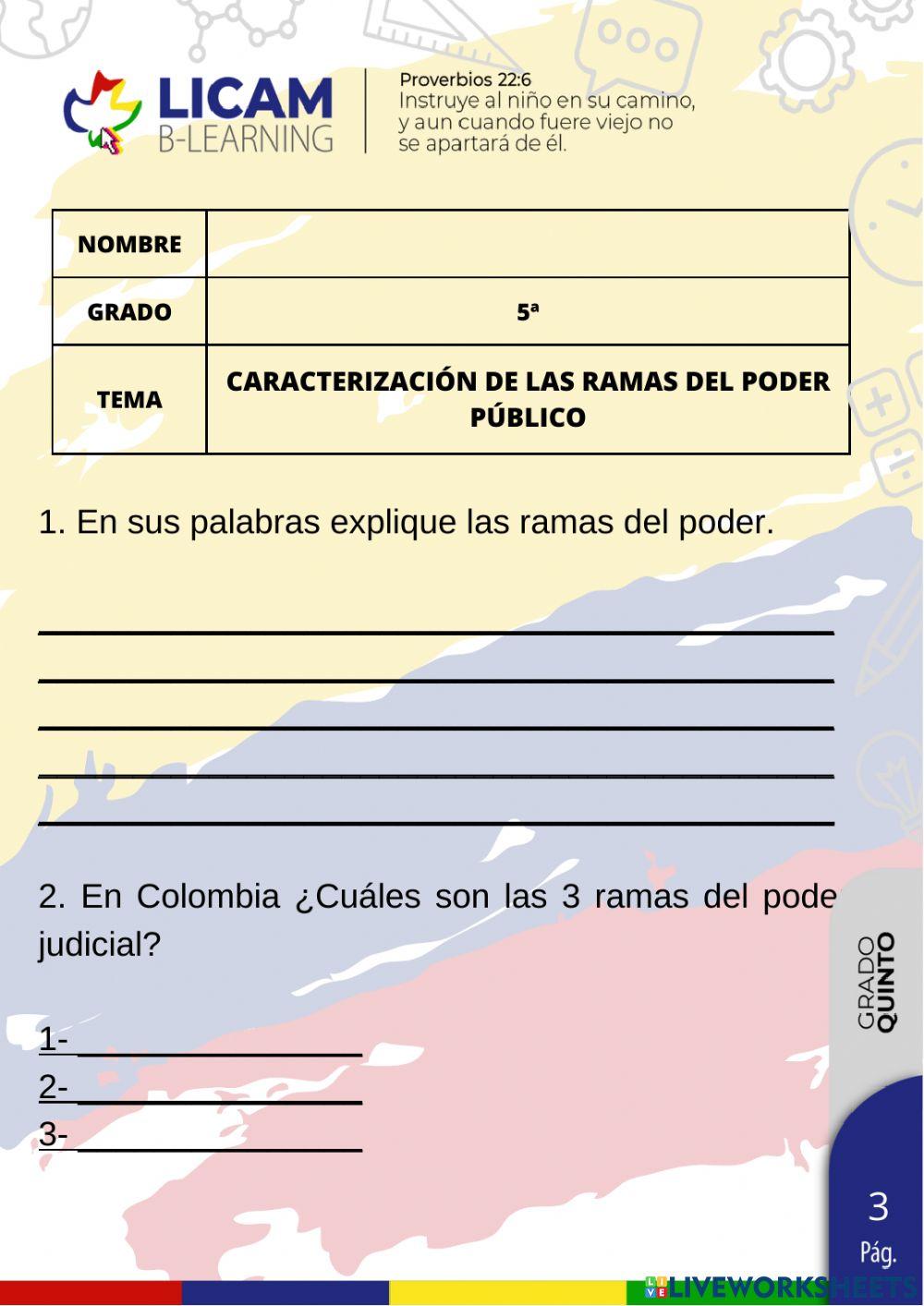 Caracterizaciòn de las ramas del poder publico de colombia