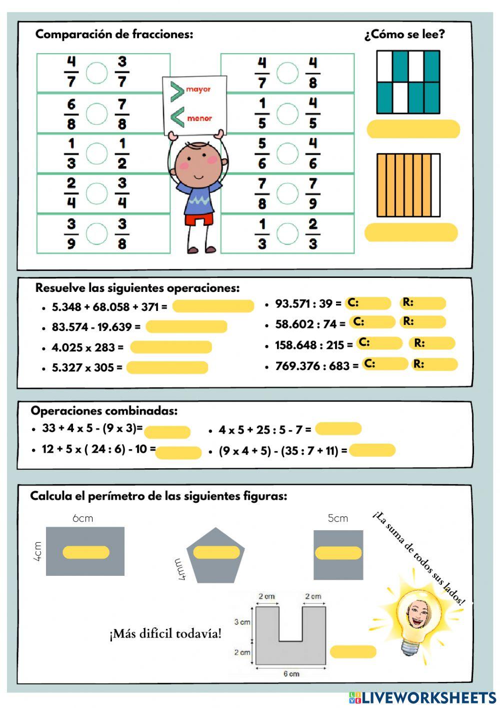Repaso matemáticas primer trimestre
