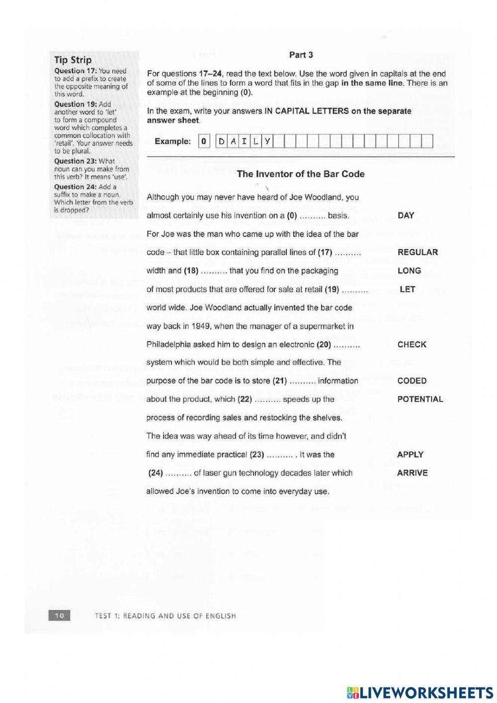 CAE Test 2, Paper 1, part 1 2022
