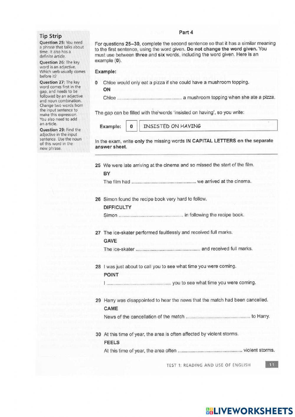 CAE Test 2, Paper 1, part 1 2022