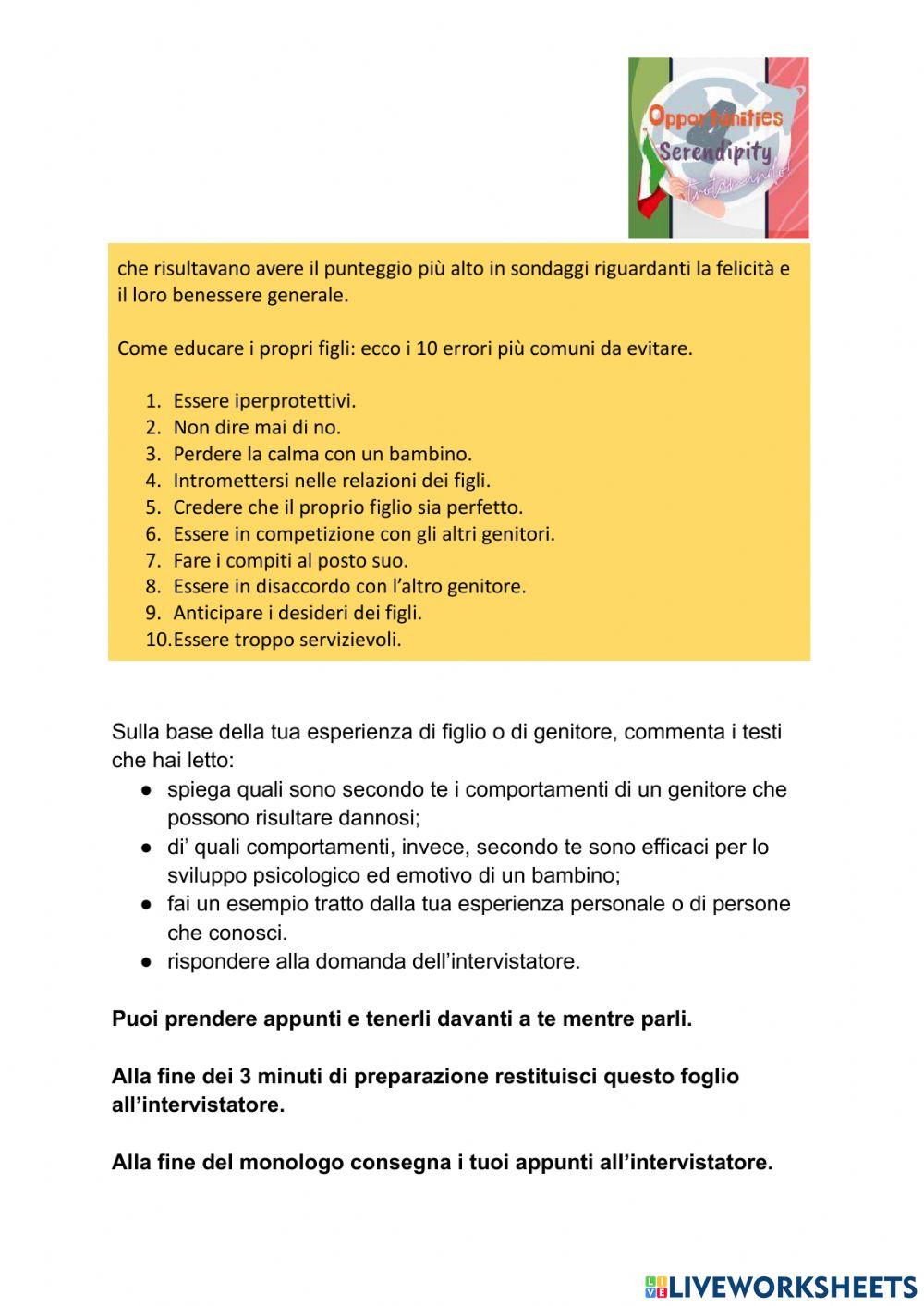 Esame finale, prova parlare