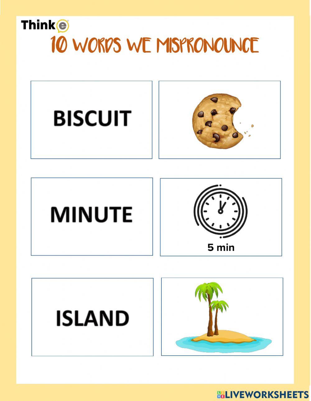 10 words we mispronounce worksheet Live Worksheets