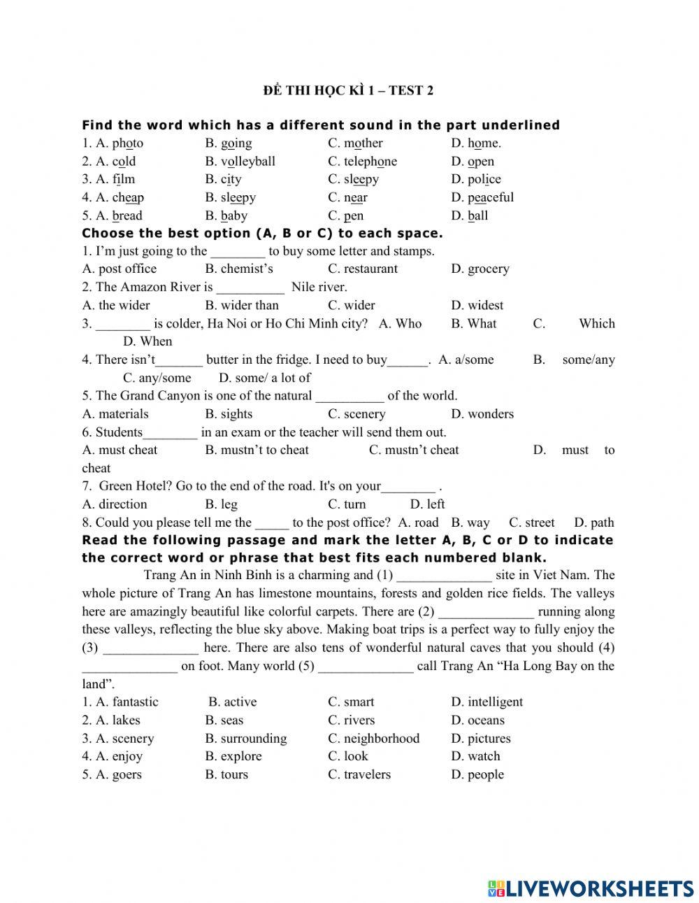End term test grade 6 global