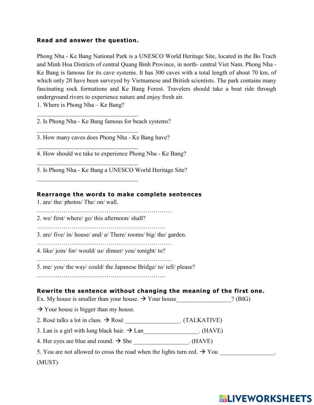 End term test grade 6 global