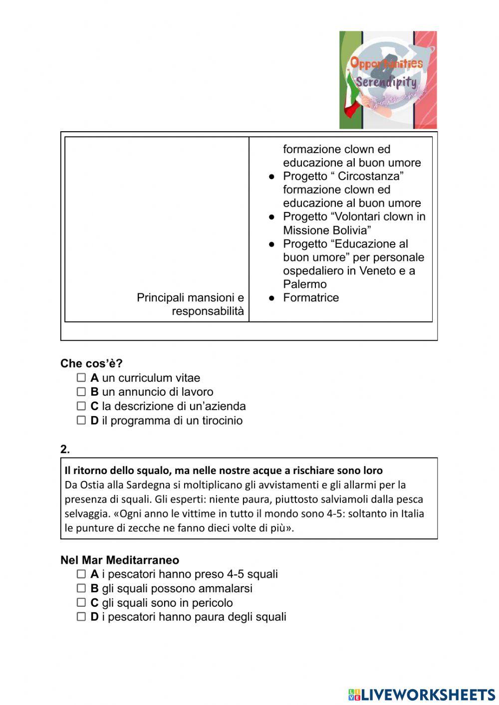 Esame finale, prova leggere