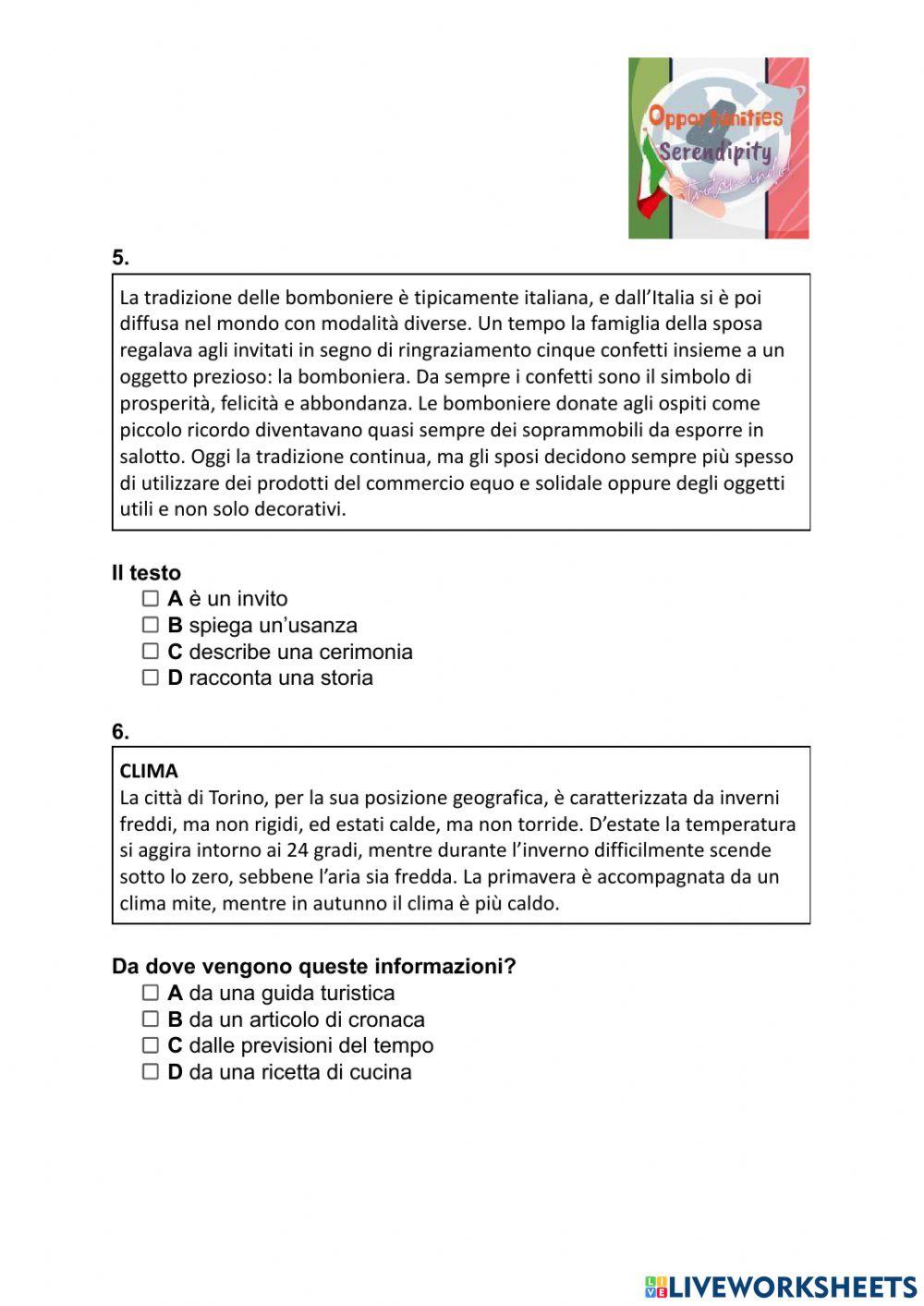 Esame finale, prova leggere