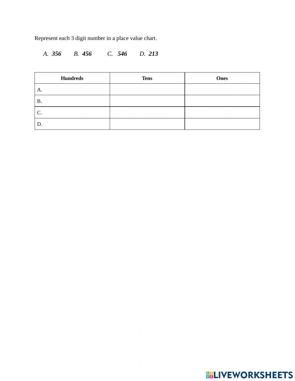 Comparing 2 digit number online exercise for live worksheets