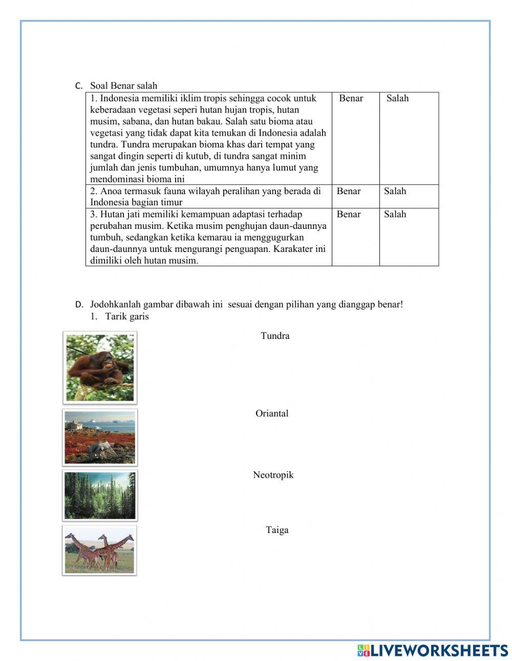 LKPD Flora dan fauna di indonesia dan dunia