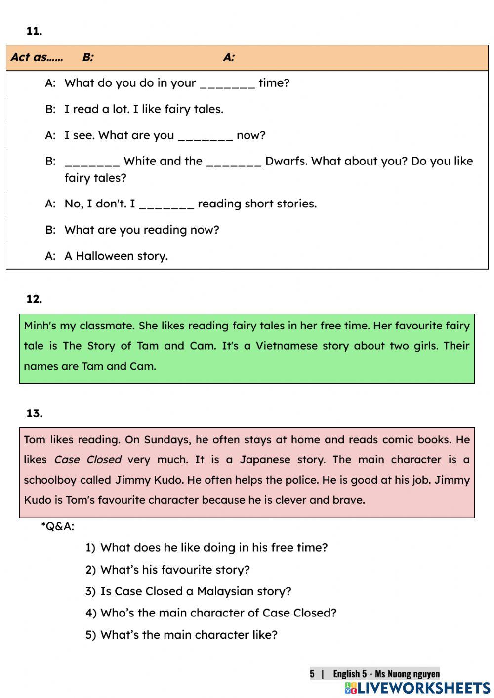 E5U8 (speaking) WHAT ARE YOU READING? (P1) -nuongngueyen