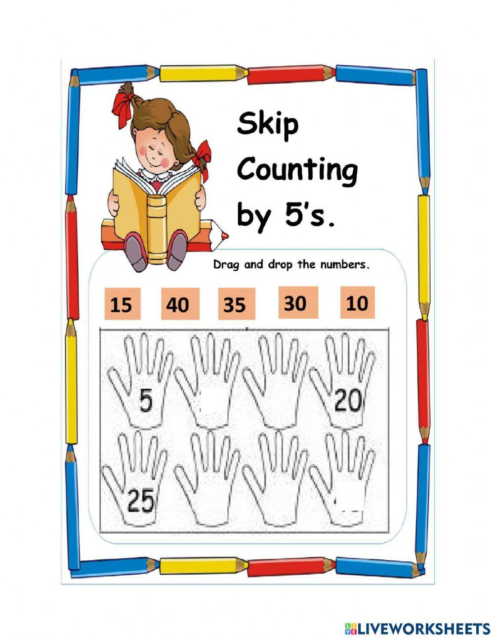 Skip count by 5s worksheet online exercise for Live Worksheets