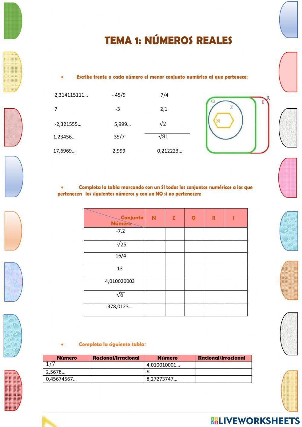 Números Reales 4º ESO