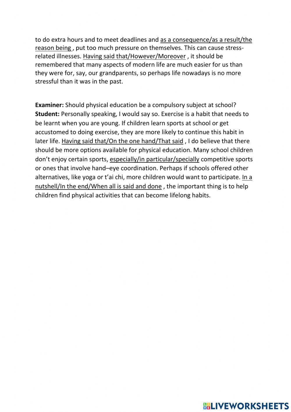 IE3, Unit 2, Speaking, Exercise 7