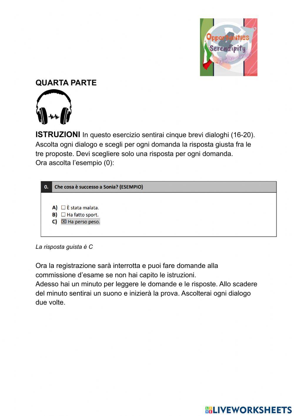 Esame finale, prova ascoltare