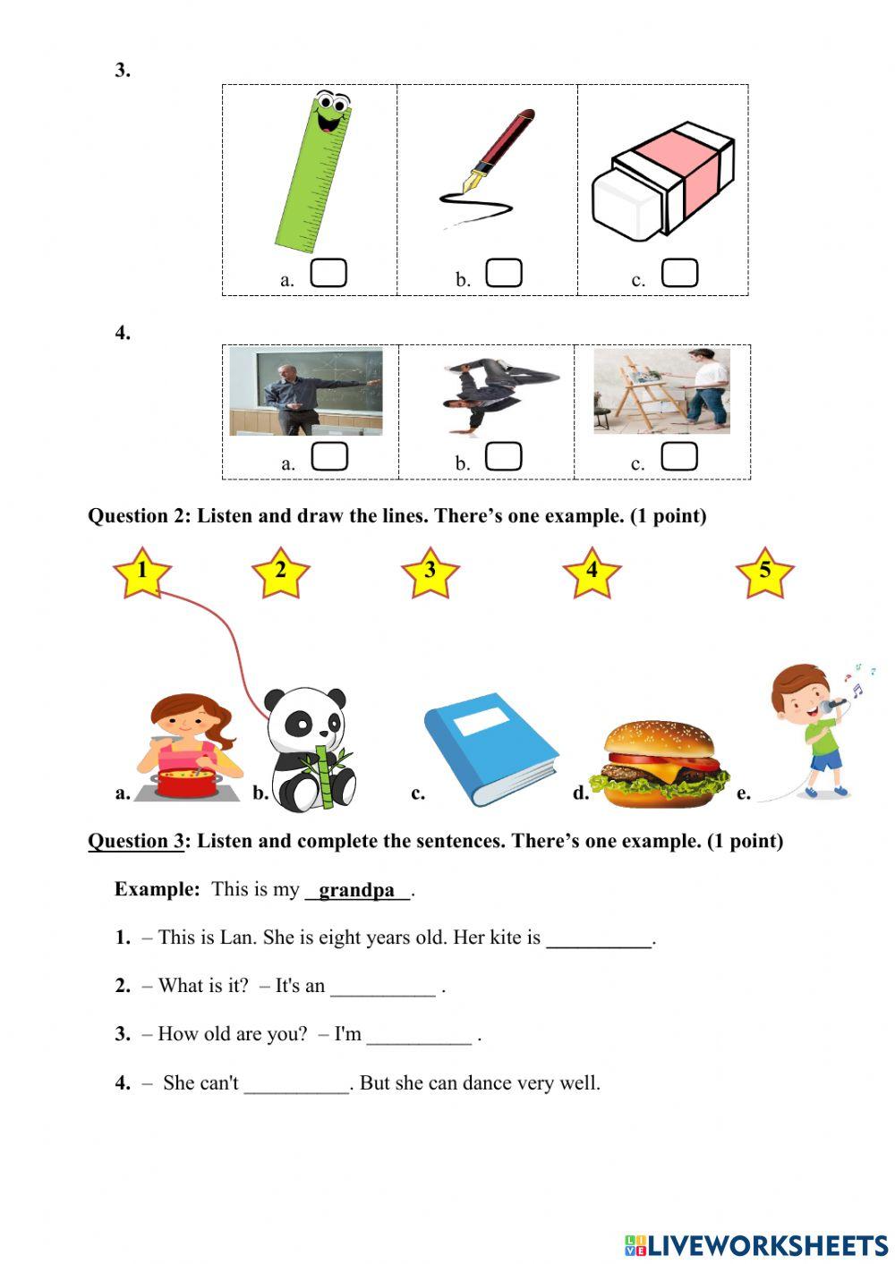 Bài kiểm tra học kỳ 1 - lớp 3 - test 1