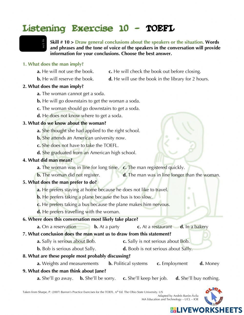 Listening Ex. 10-12: TOEFL