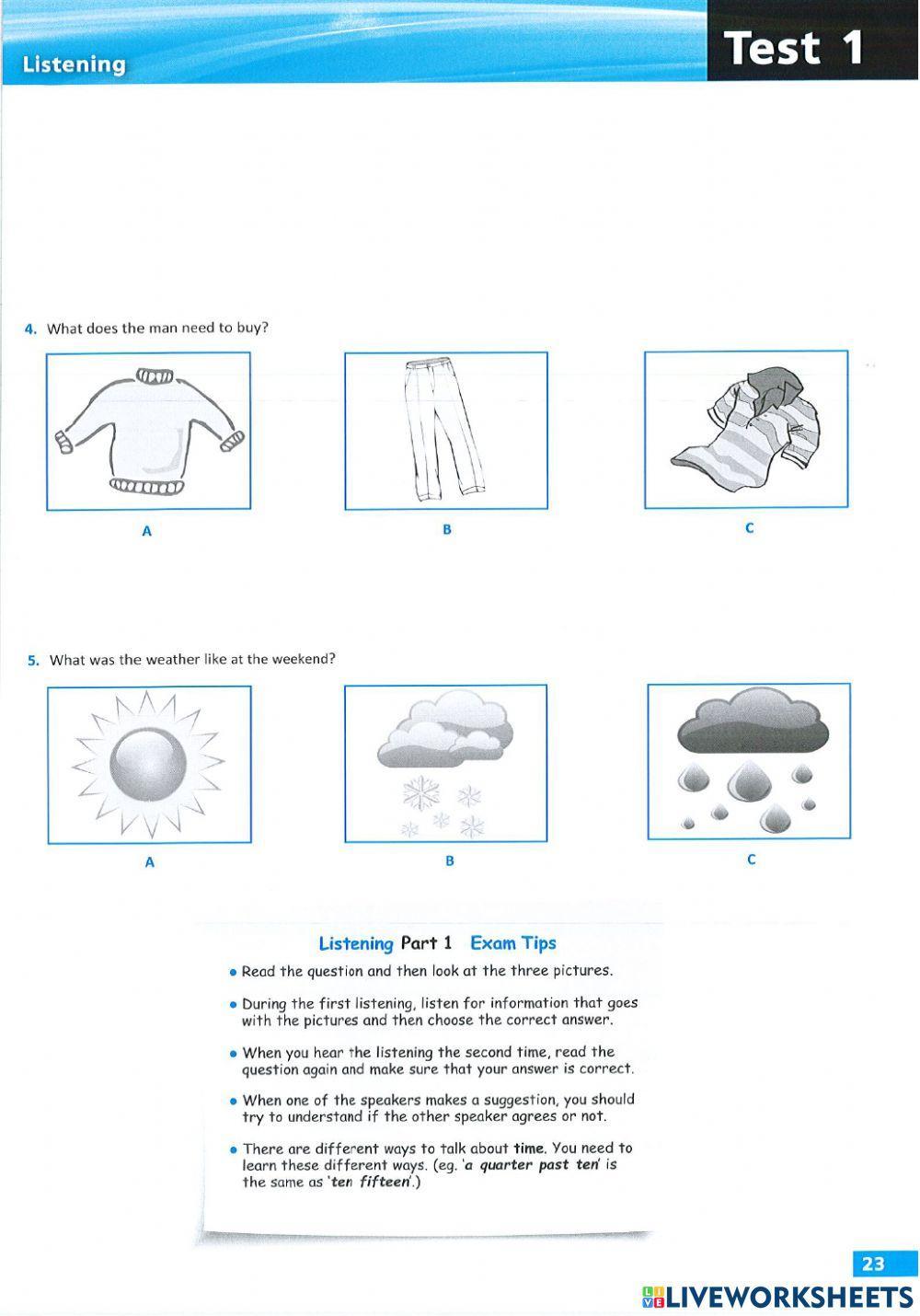 Listening ket: test 1