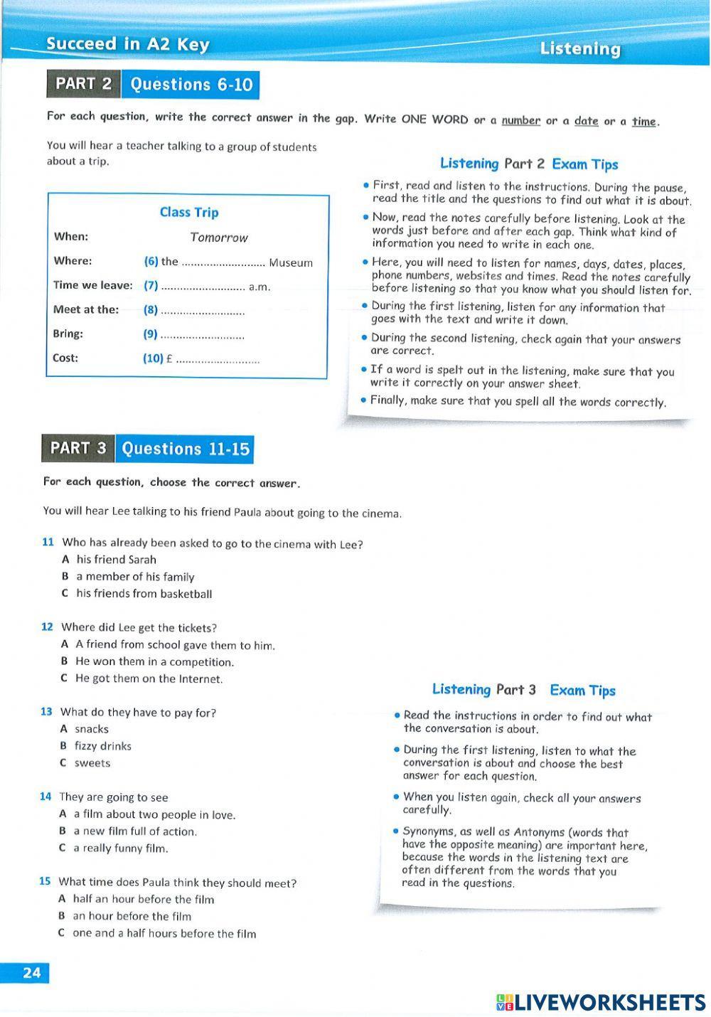 Listening ket: test 1