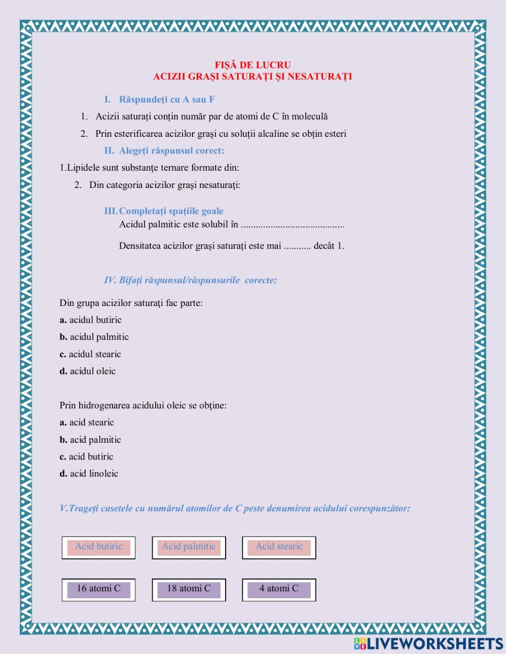 Fișă acizii grași