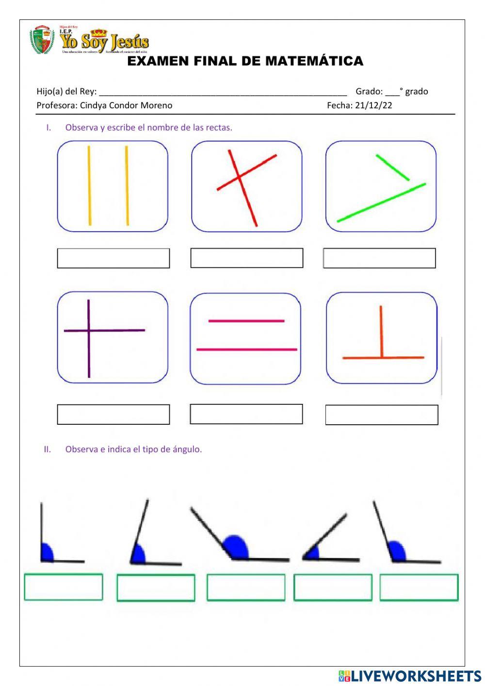 Evaluación de matemática