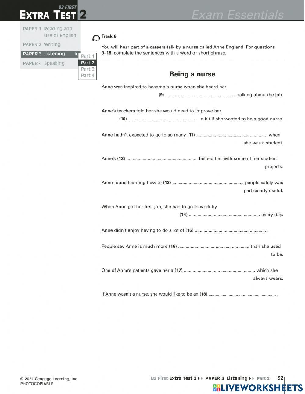 EE B2 FIRST EXTRA TEST 2 LISTENING