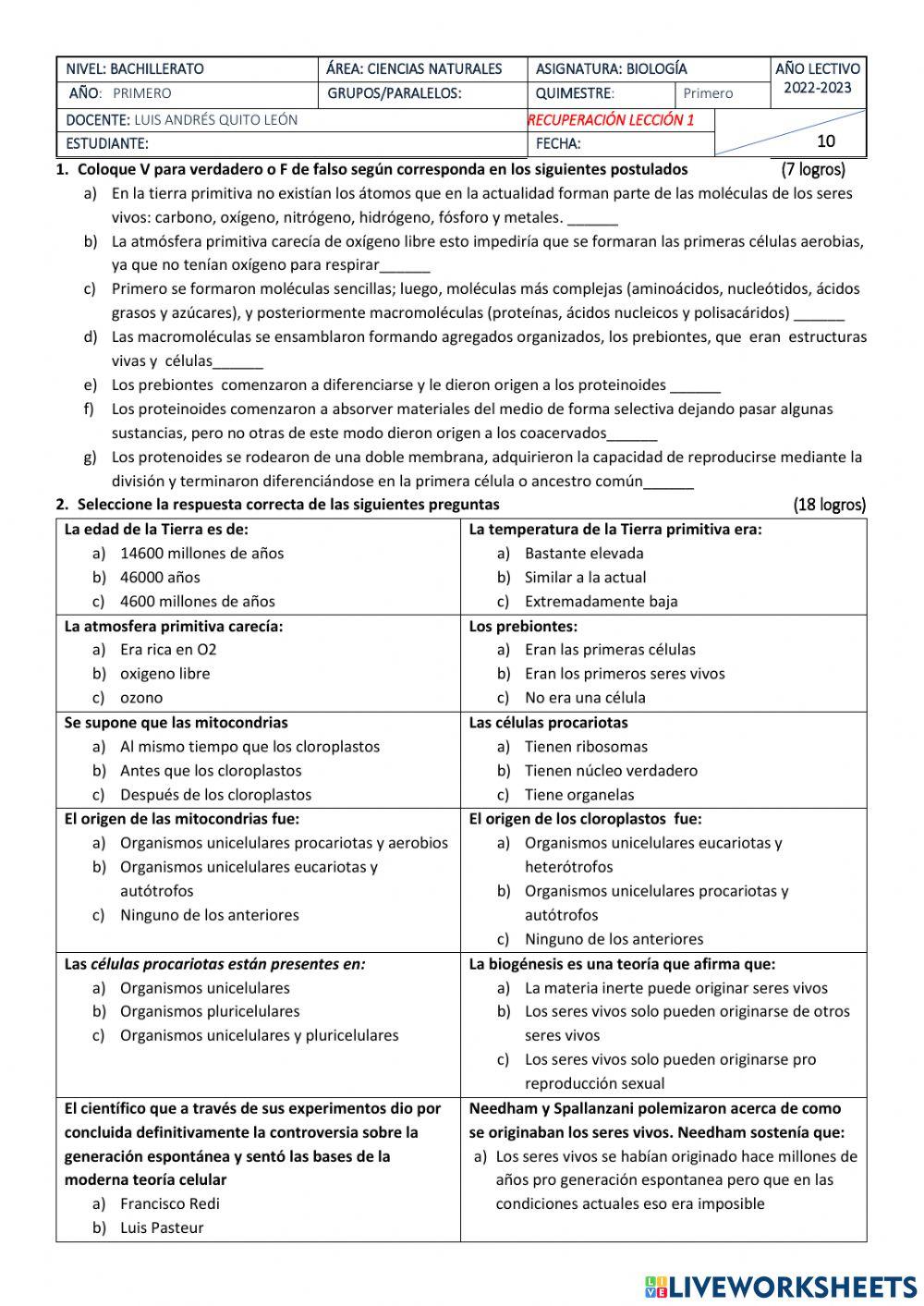 Origen y Evolución del Universo y la Vida