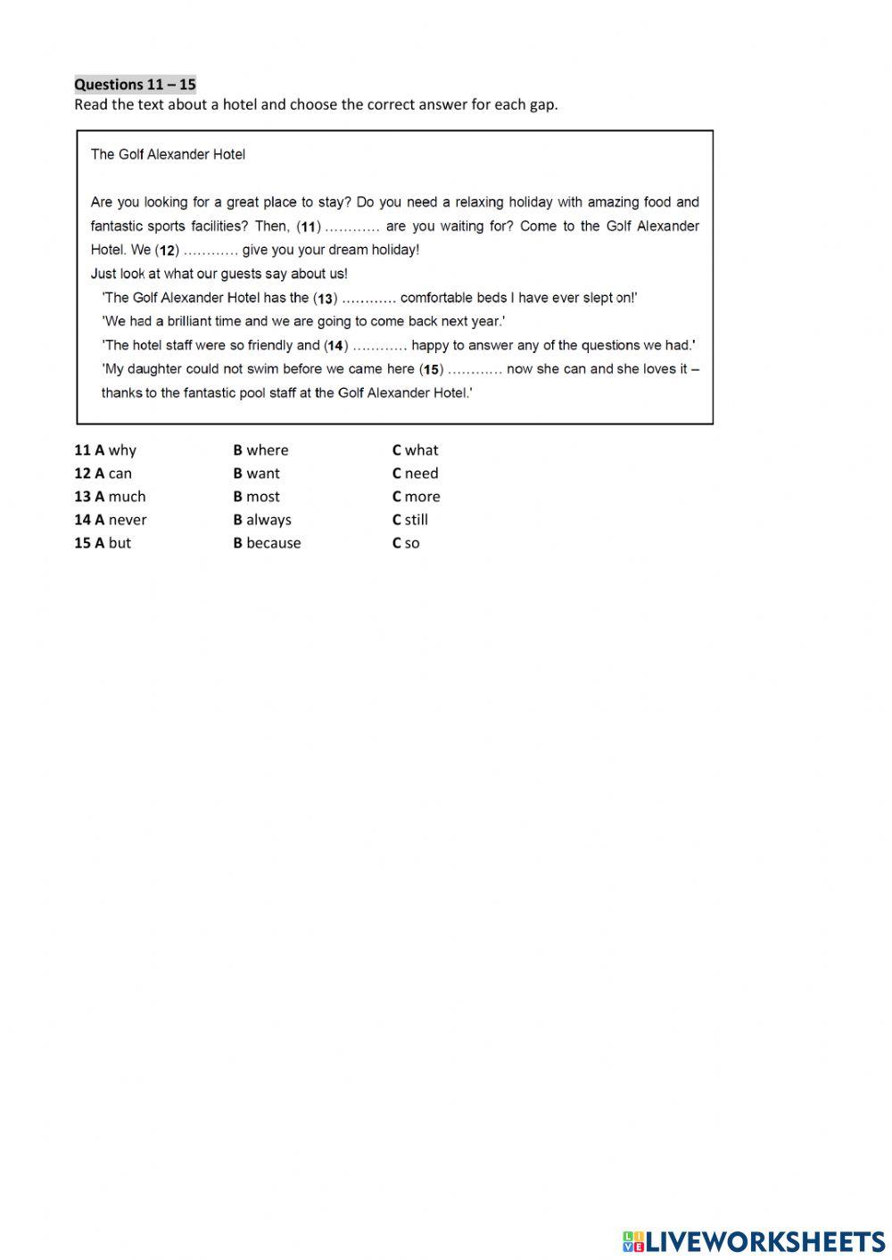 Empower A2 end of term TEST