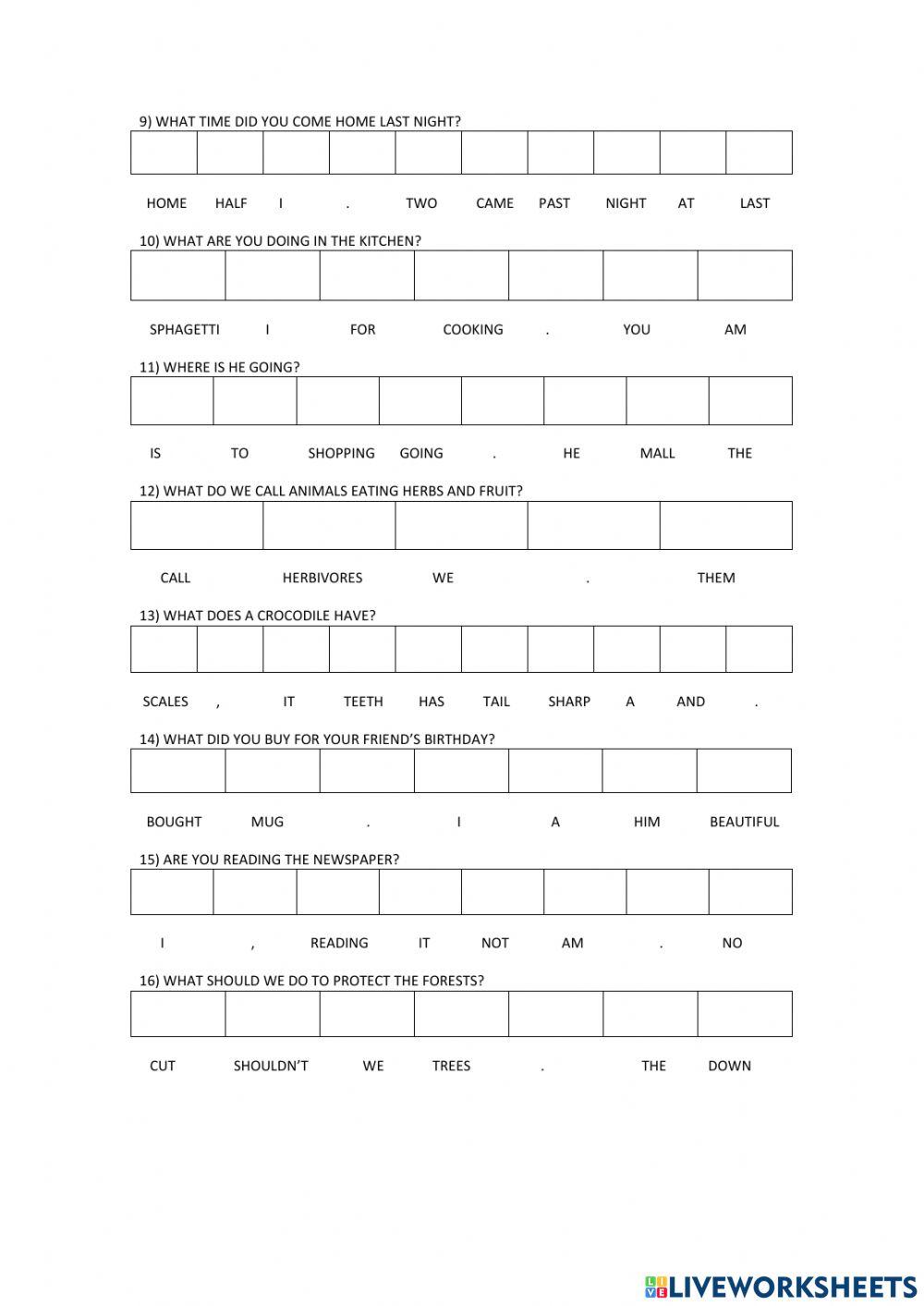 Mixed tenses qa worksheet Live Worksheets