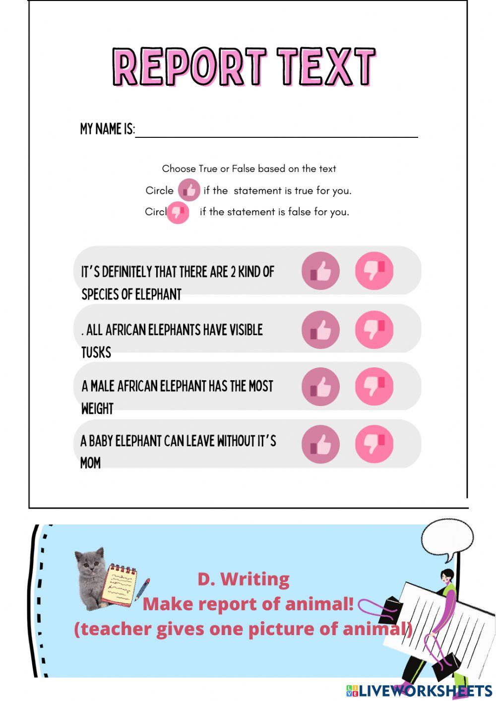 report text 2250320 | yunani | Live Worksheets