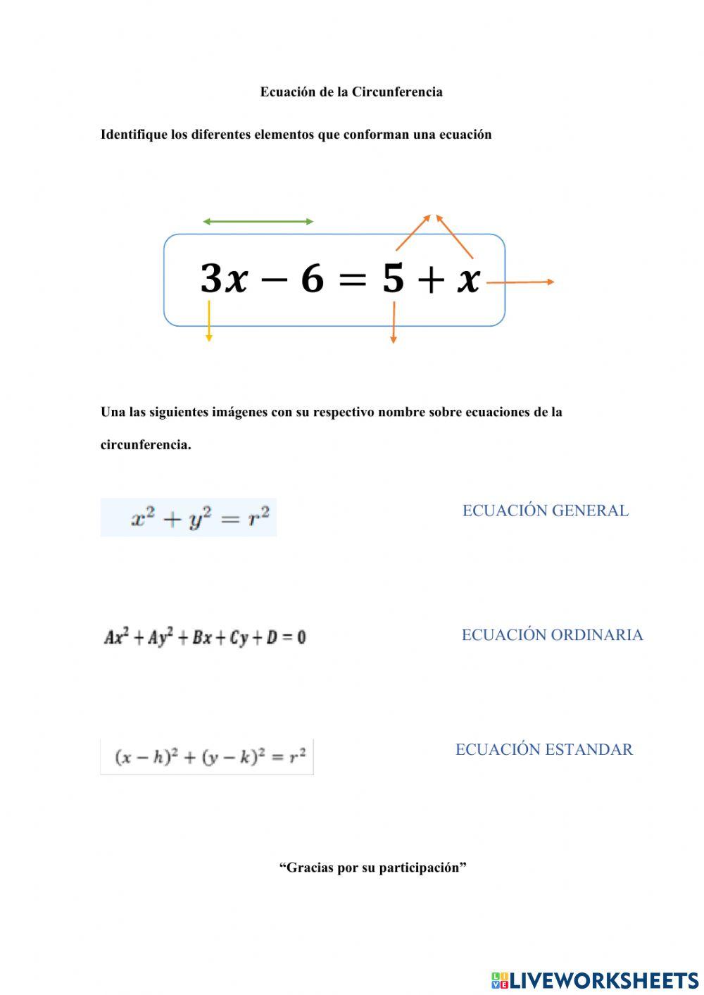 Ecuación de la circunferencia