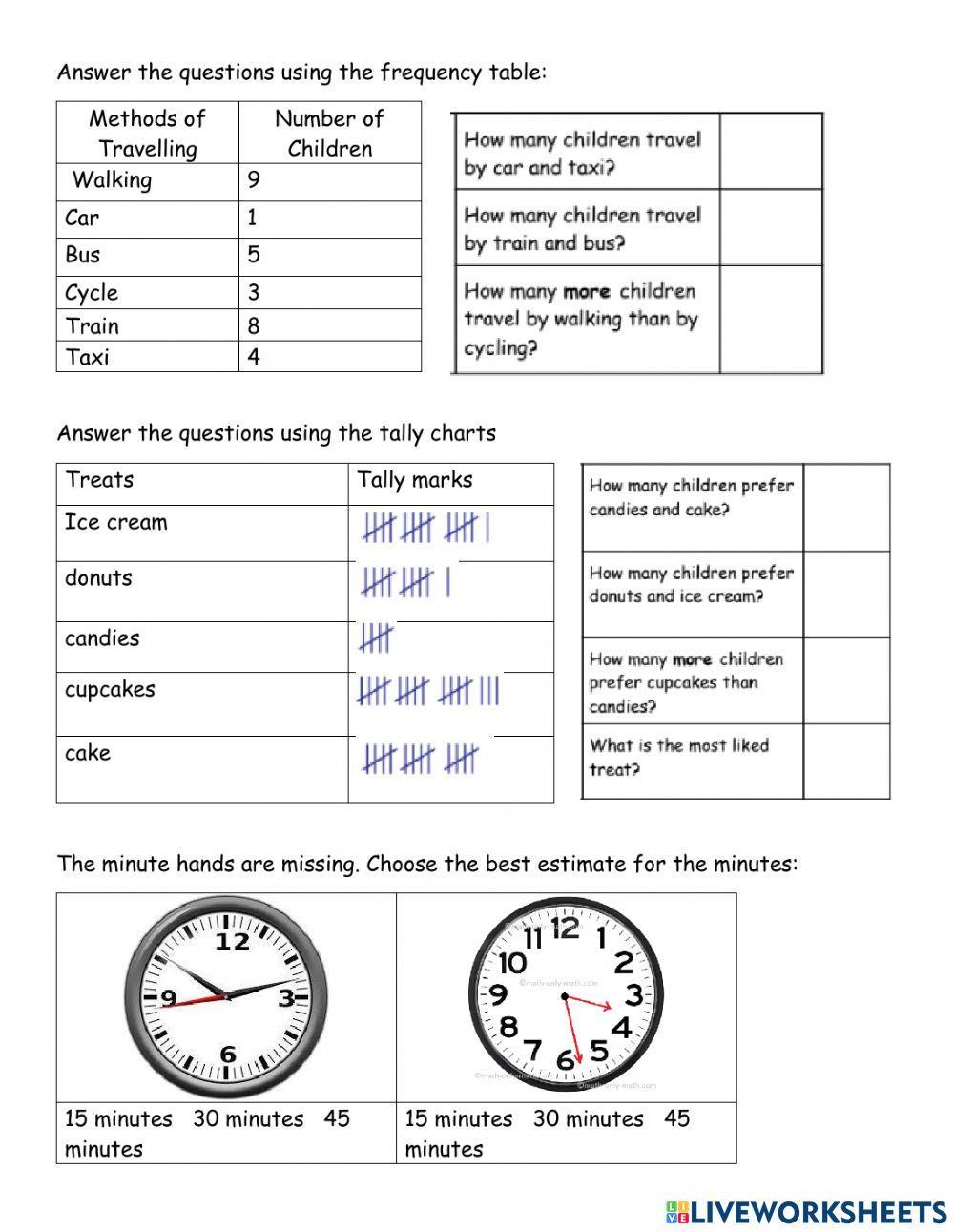 Tally and time! Unit 2 & 8 review