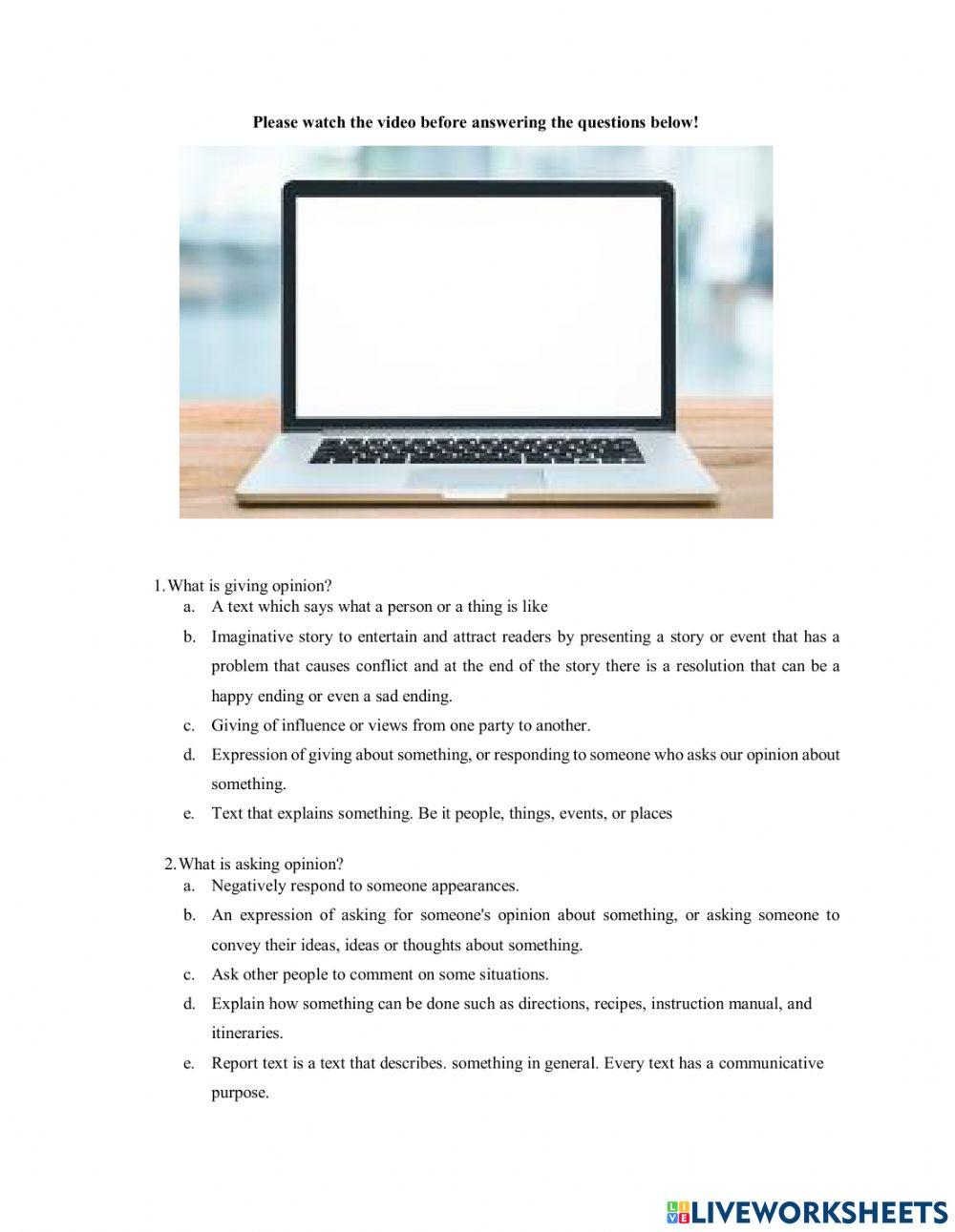 Asking and Giving Opinion