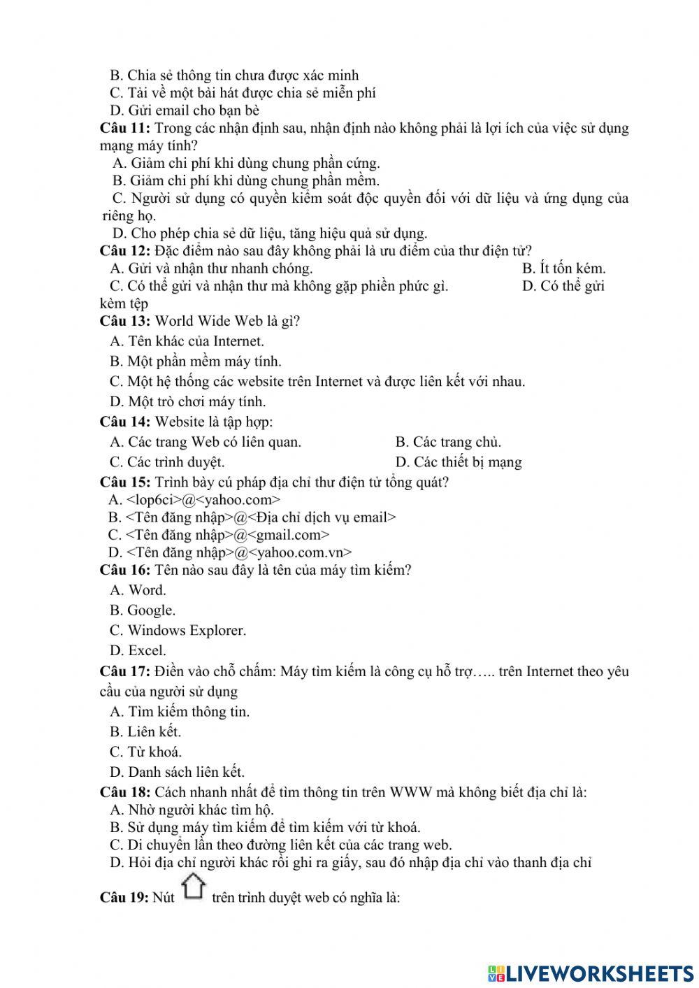 Đề cương ôn tập Tin 6 hk1