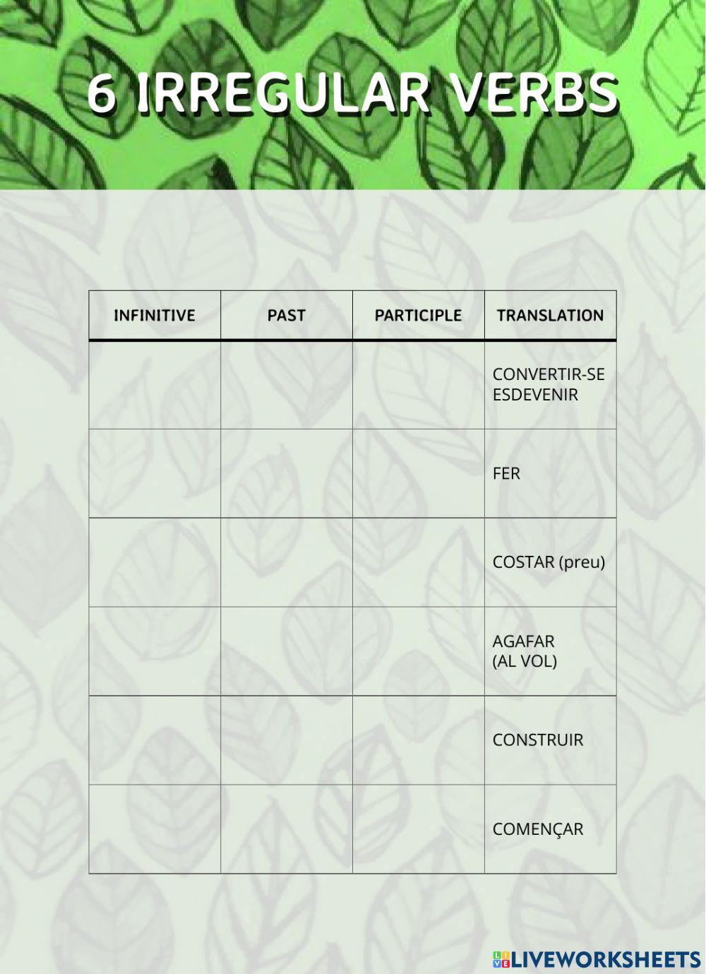 12 basic irregular verbs