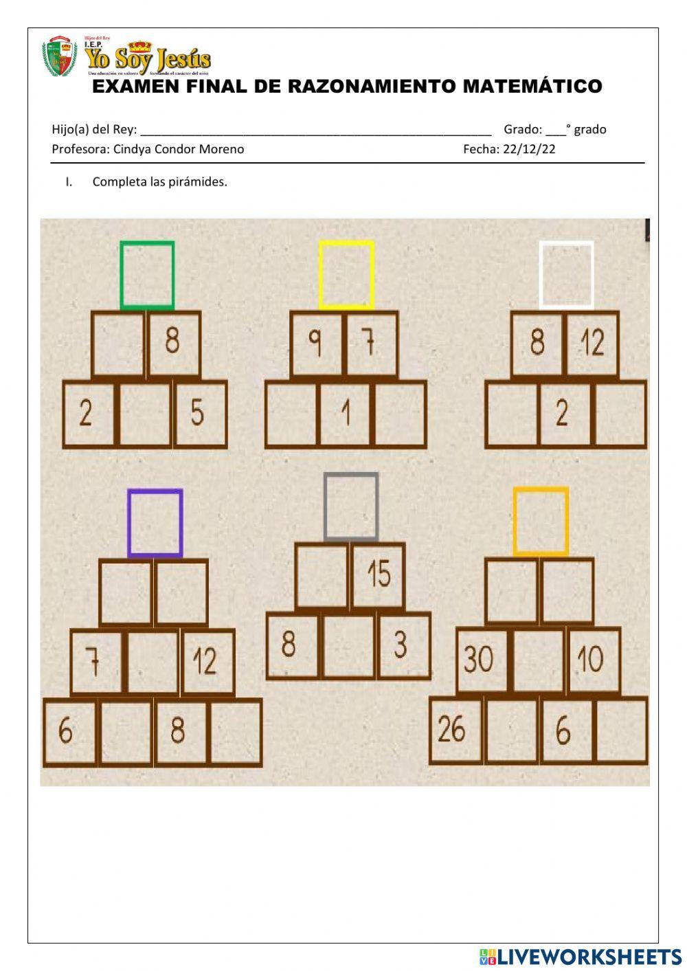 Evaluación de razonamiento matemático