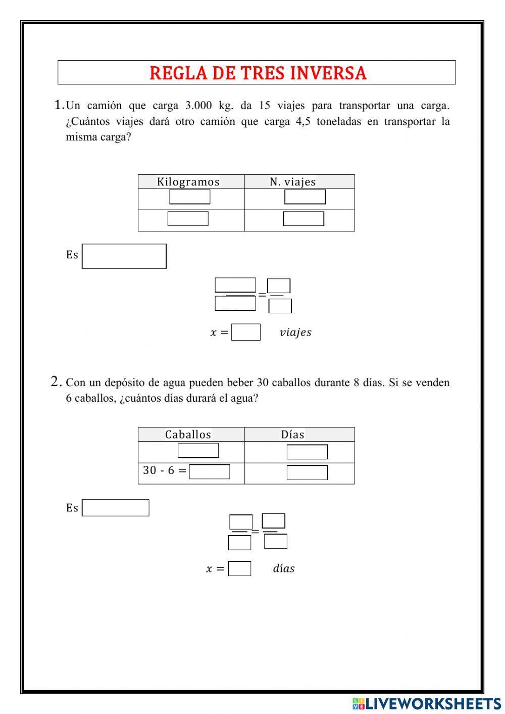 Regla de tres inversa