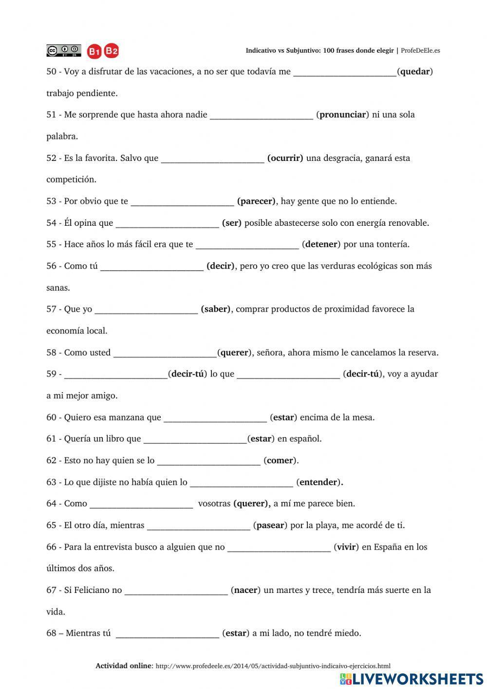 INDICATIVO Y SUBJUNTIVO