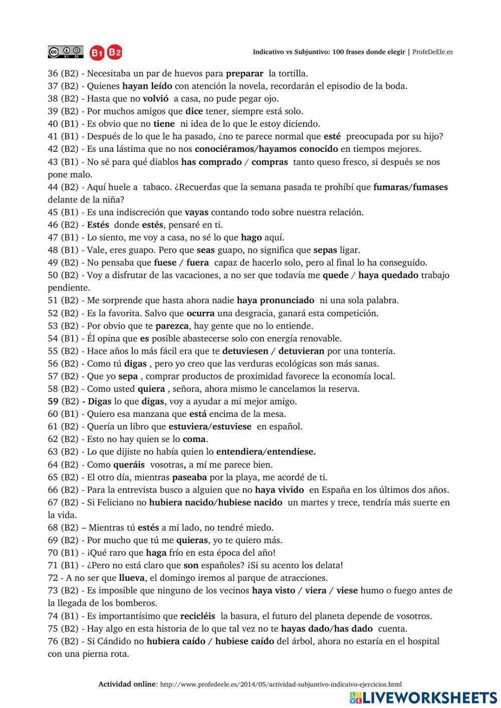 INDICATIVO Y SUBJUNTIVO