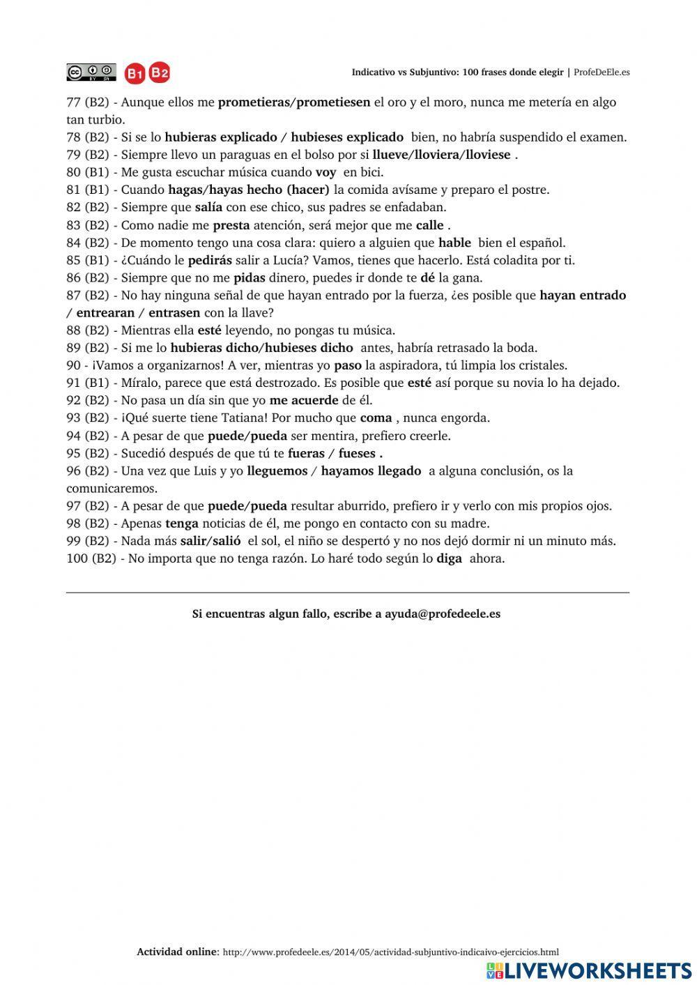 INDICATIVO Y SUBJUNTIVO