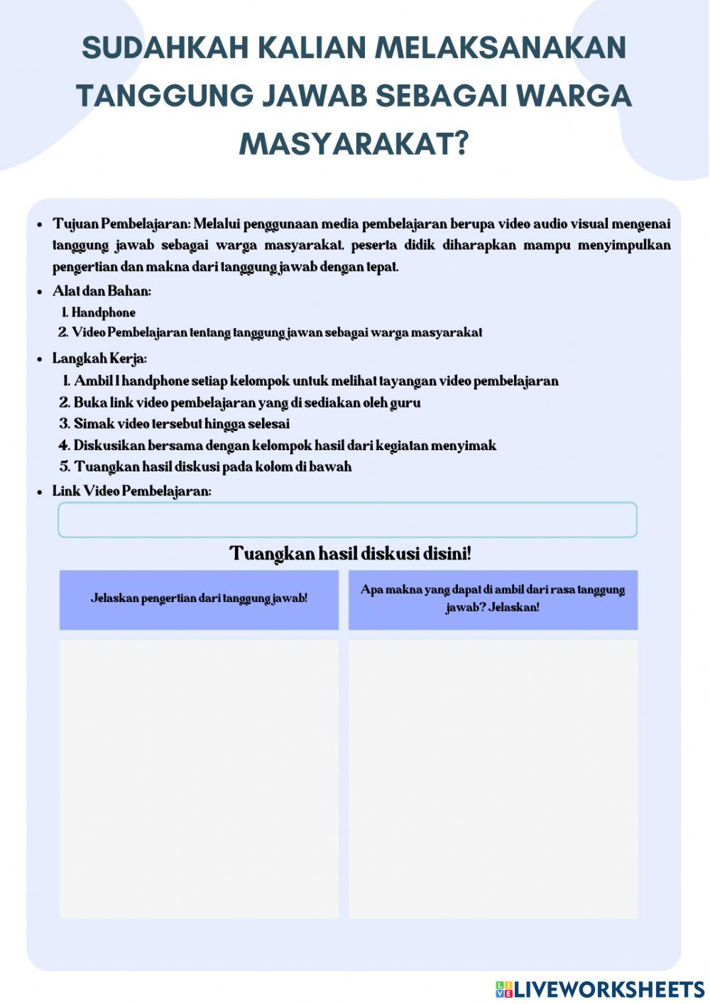 Lembar kerja peserta didik kelas 5 tema 4 SUBTEMA 2 PEMBELAJARAN 6