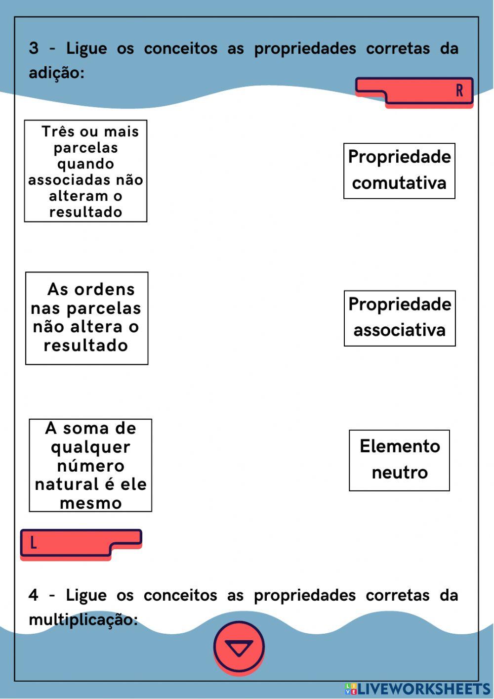 Propriedades das operações