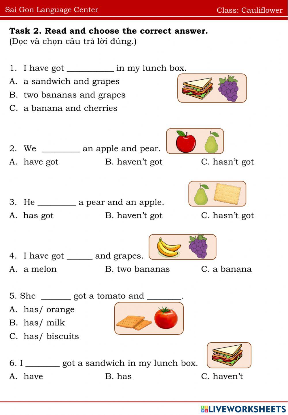 FF1- Unit 9: Lunch box!