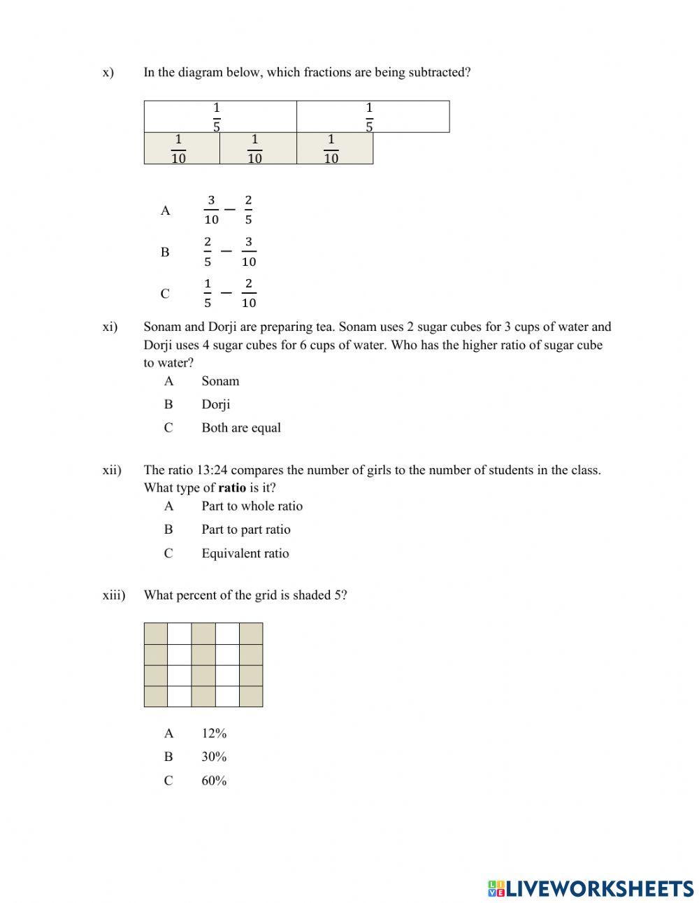 Number and operations Number and operations