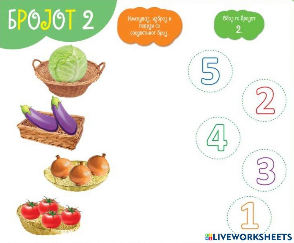 Изброј и поврзи (Бројот 2) Во соработка со Росица worksheet | Live ...