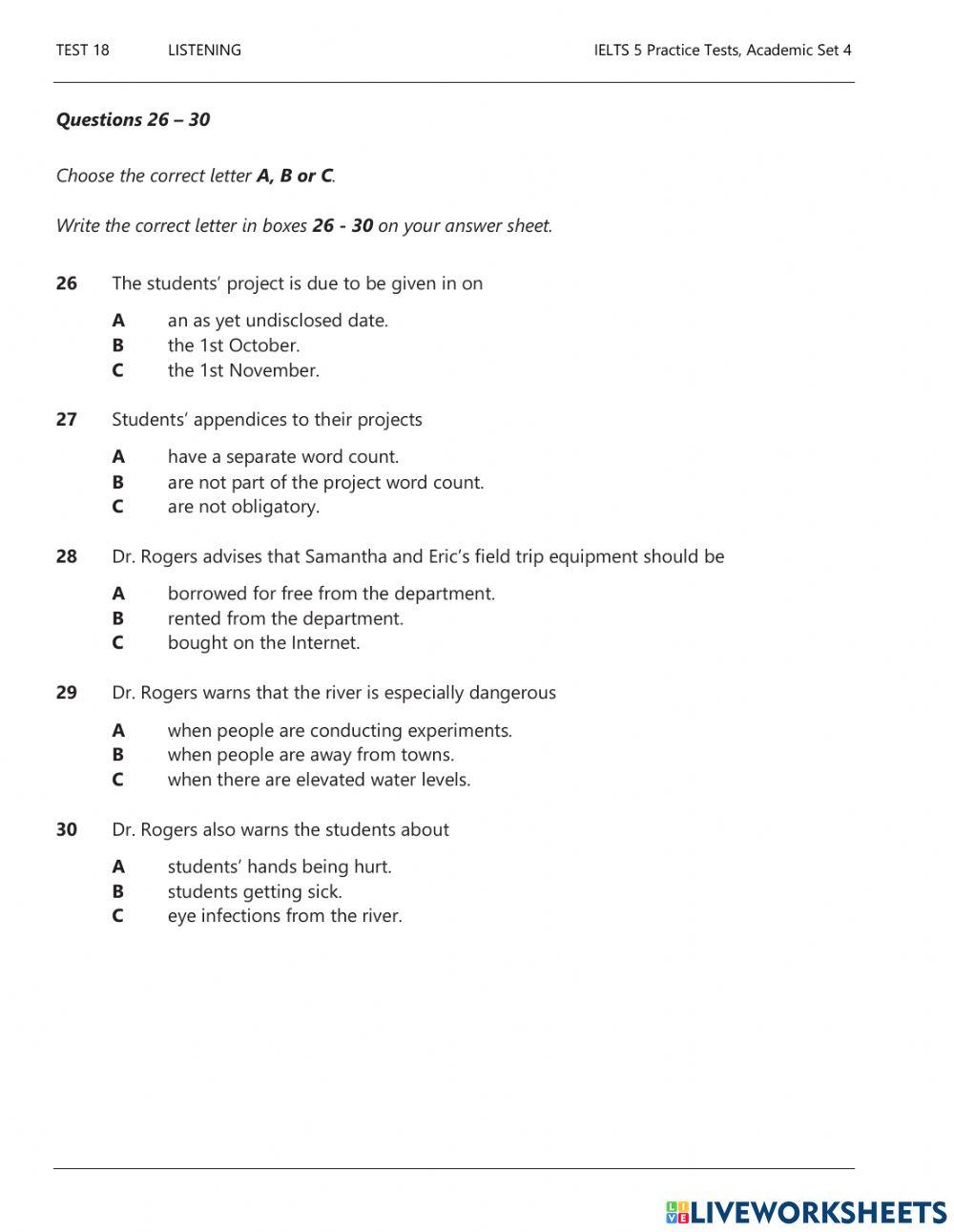 Ielts Listening - Final Test Ielts Listening - Final Test