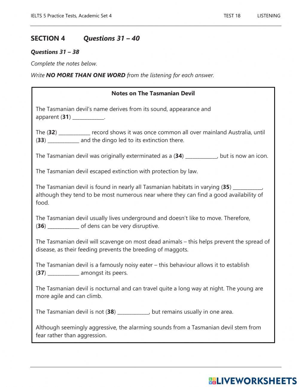Ielts Listening - Final Test Ielts Listening - Final Test